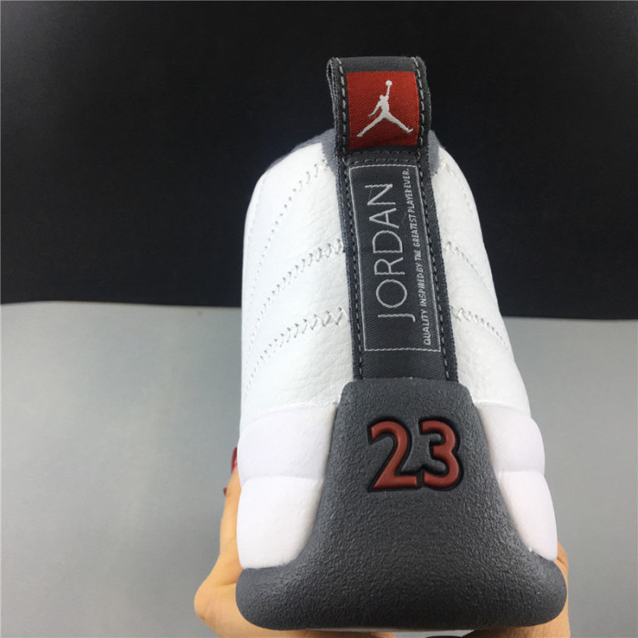 Air Jordan 12 White Dark Grey Gym Red 130690-160