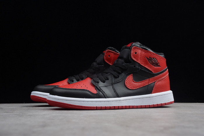kids air jordan 1 retro high og banned bred black red 555088 001