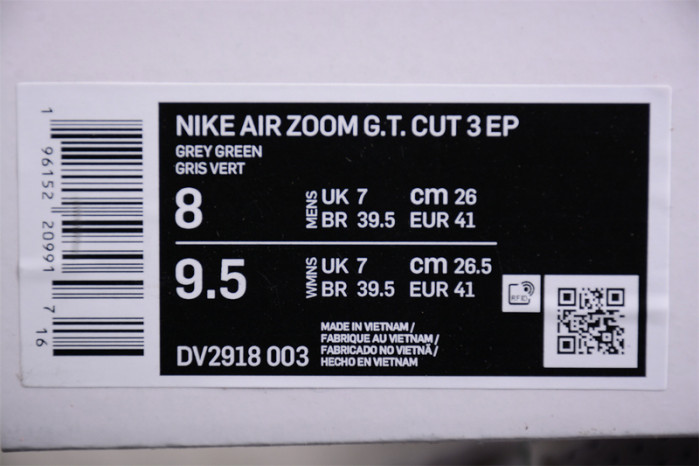 nike air zoom gt cut 3 - vapor green dv2918-003